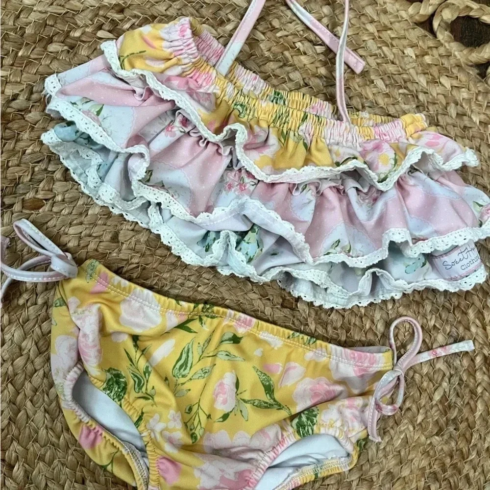 SweetHoney Sweet Honey Swimsuit 2 Piece Ruffle Bikini Baby Girls Toddler 3T